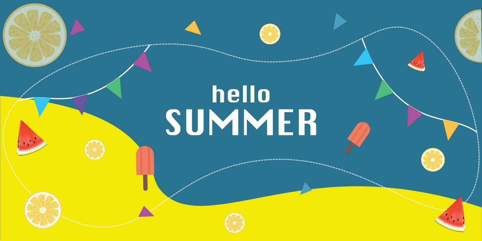 Blue and yellow Summer background layout banners design. Horizontal poster, greeting card, header for website. banner vector illustration.