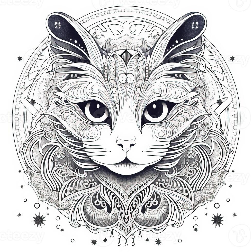 Celestial Cat Coloring Pages photo