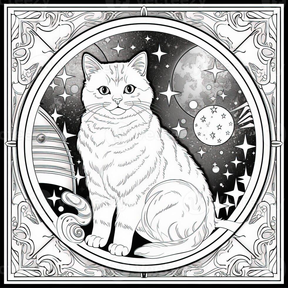 Celestial Cat Coloring Pages photo