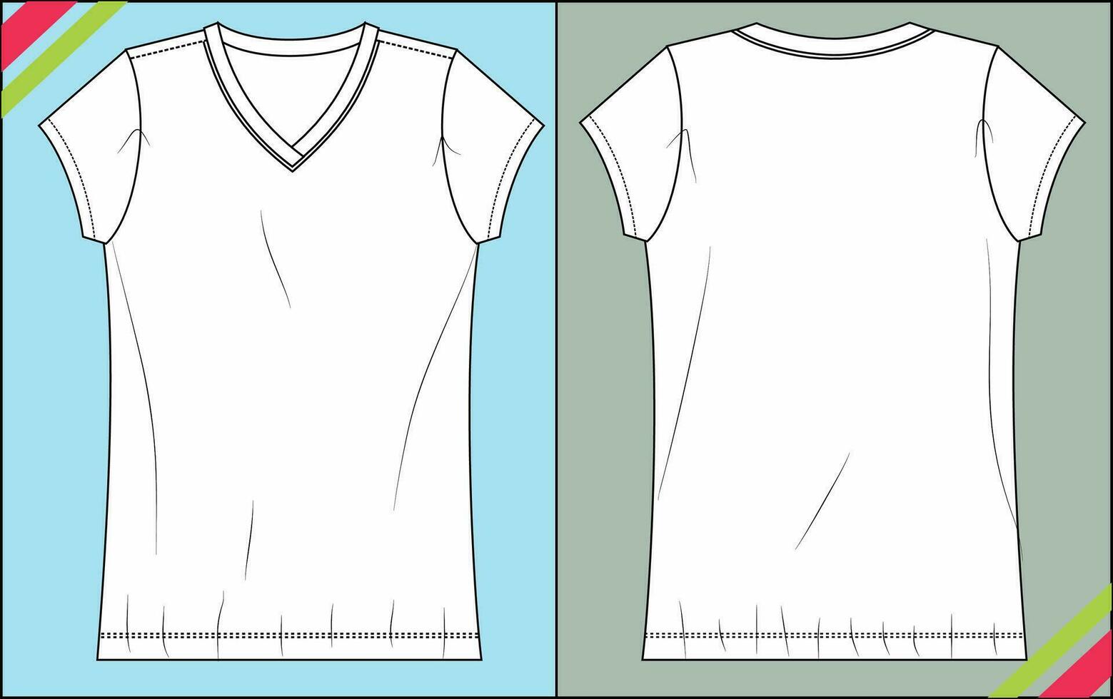 a white t - shirt template with a v - neck vector