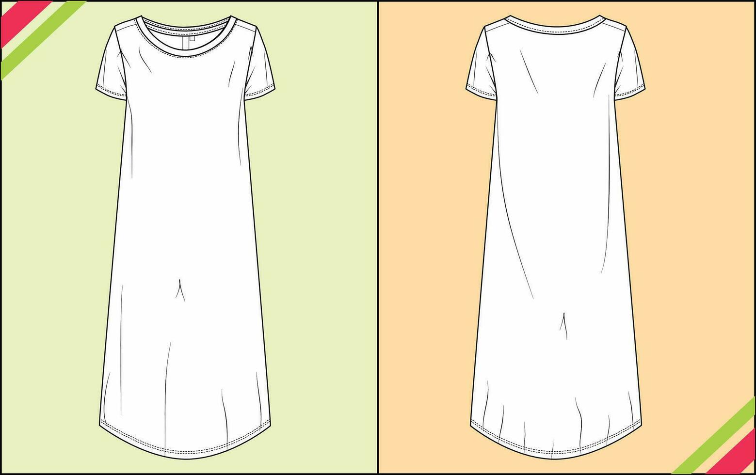 the front and back of a white dress vector