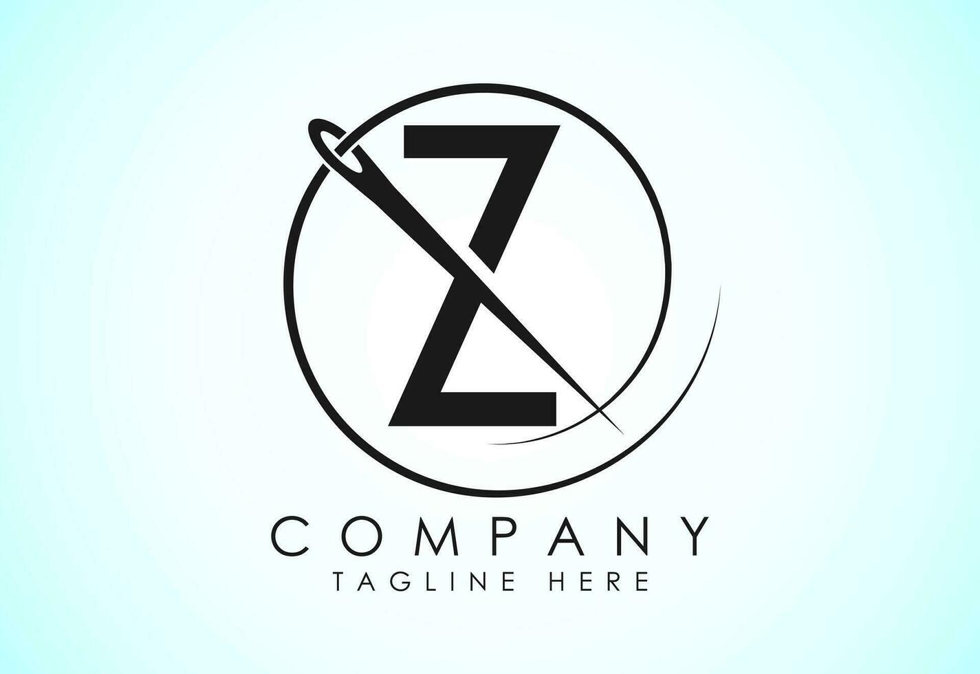 English alphabet Z with sewing needle and thread Icon. Tailoring logo design concept. vector