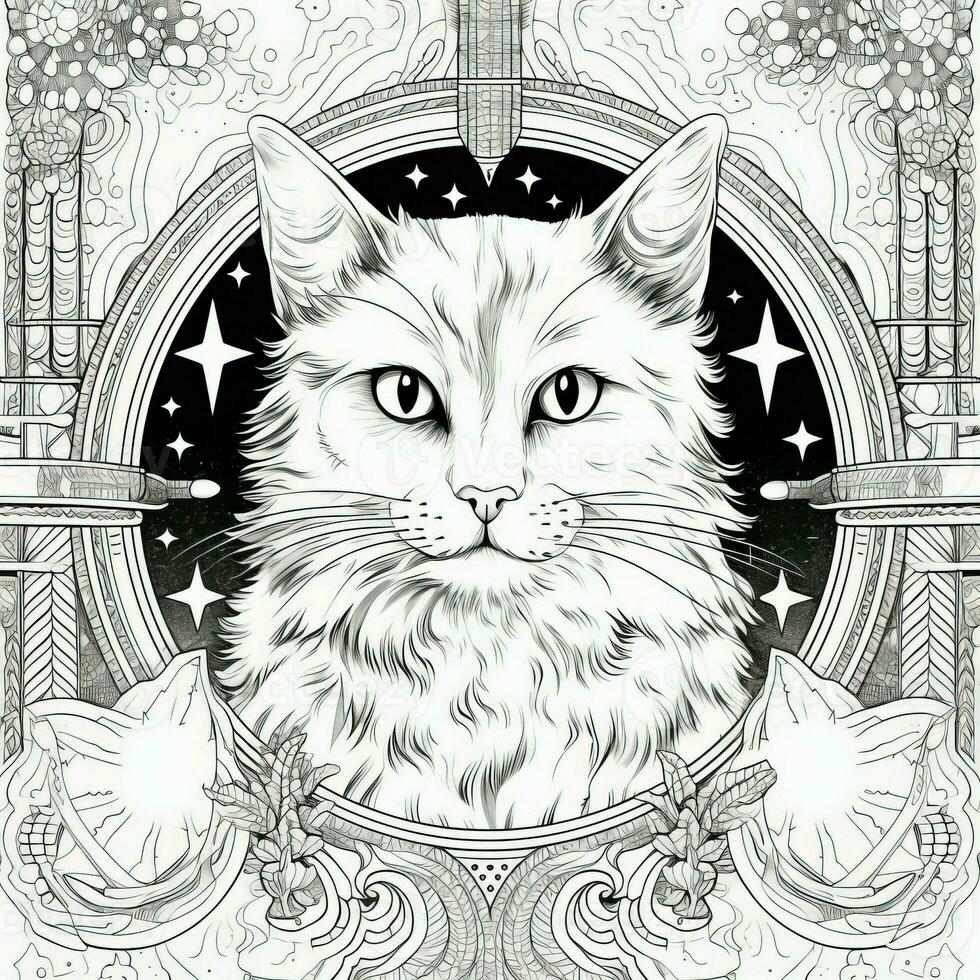 Cosmic Cat Coloring Page photo