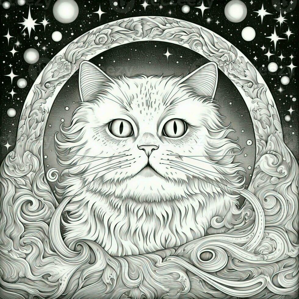 Cosmic Cat Coloring Page photo