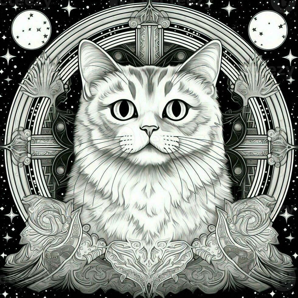 Cosmic Cat Coloring Page photo