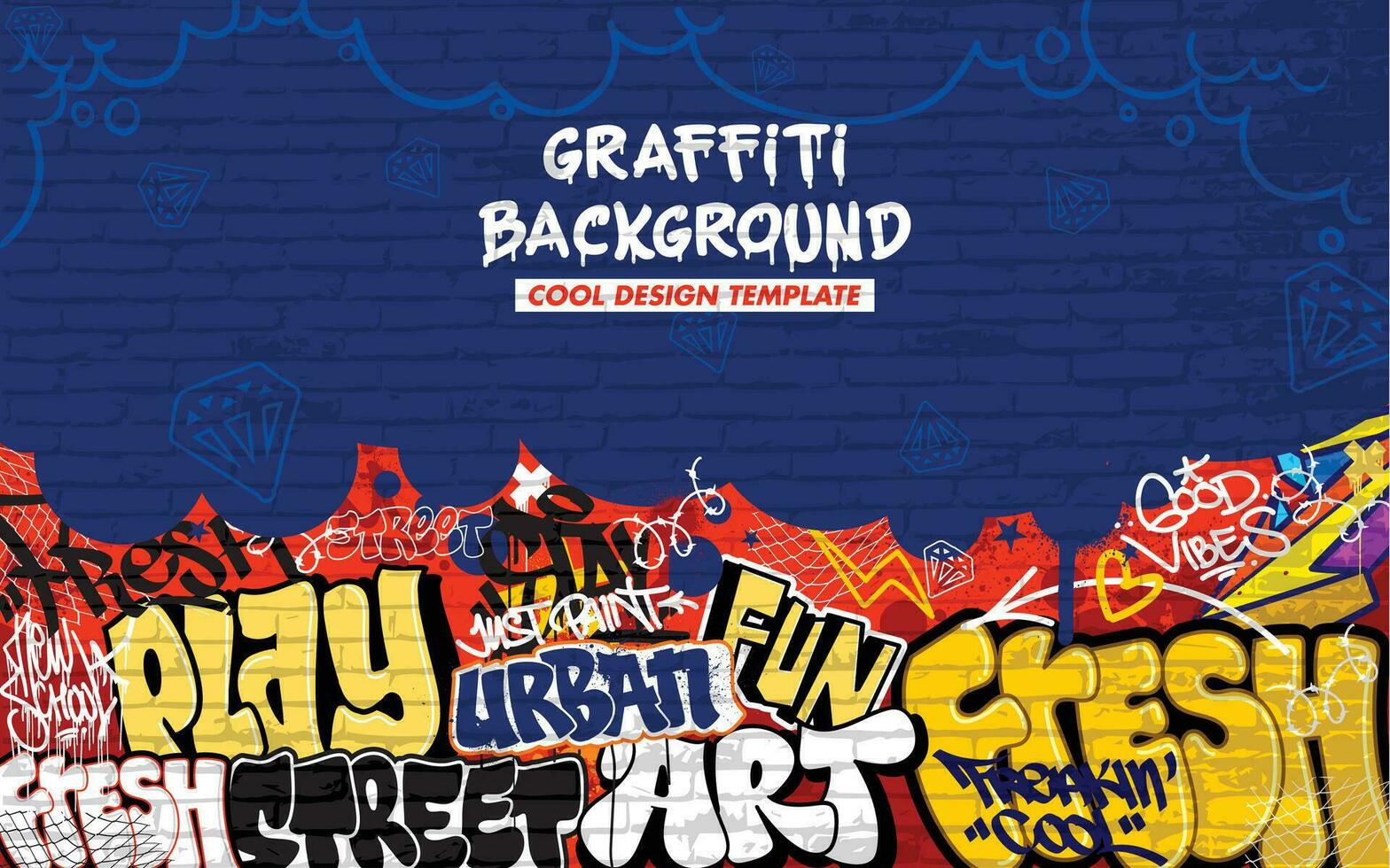 pintada antecedentes con vomitar y etiquetado dibujado a mano estilo. calle Arte pintada urbano tema en vector formato.