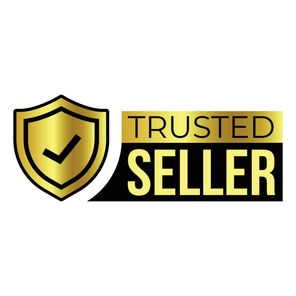 Trusted Seller Label, Best Seller, Premium Member Badge, Verified Seller Rubber Stamp, Shield Vector Illustration, 3D Realistic Glossy And Shiny Badge