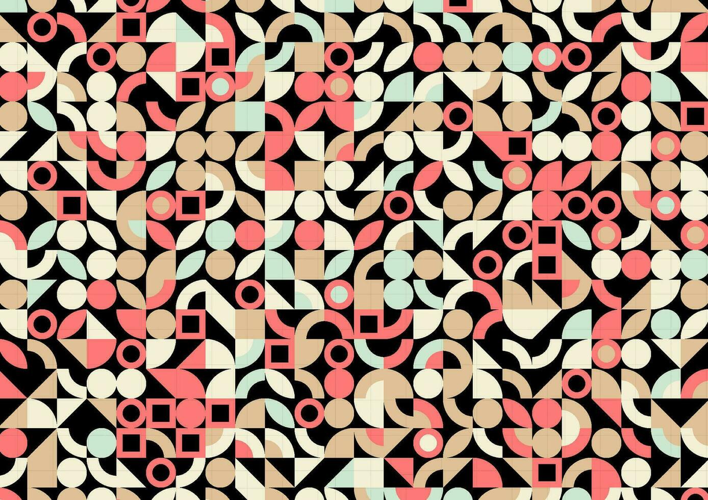 Bauhaus geometric abstract circle square pattern modern style background vector