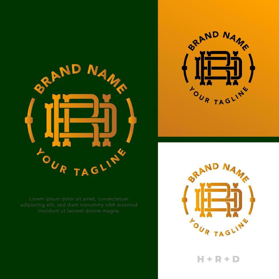 Initials logo, R D H overlapping letters vector