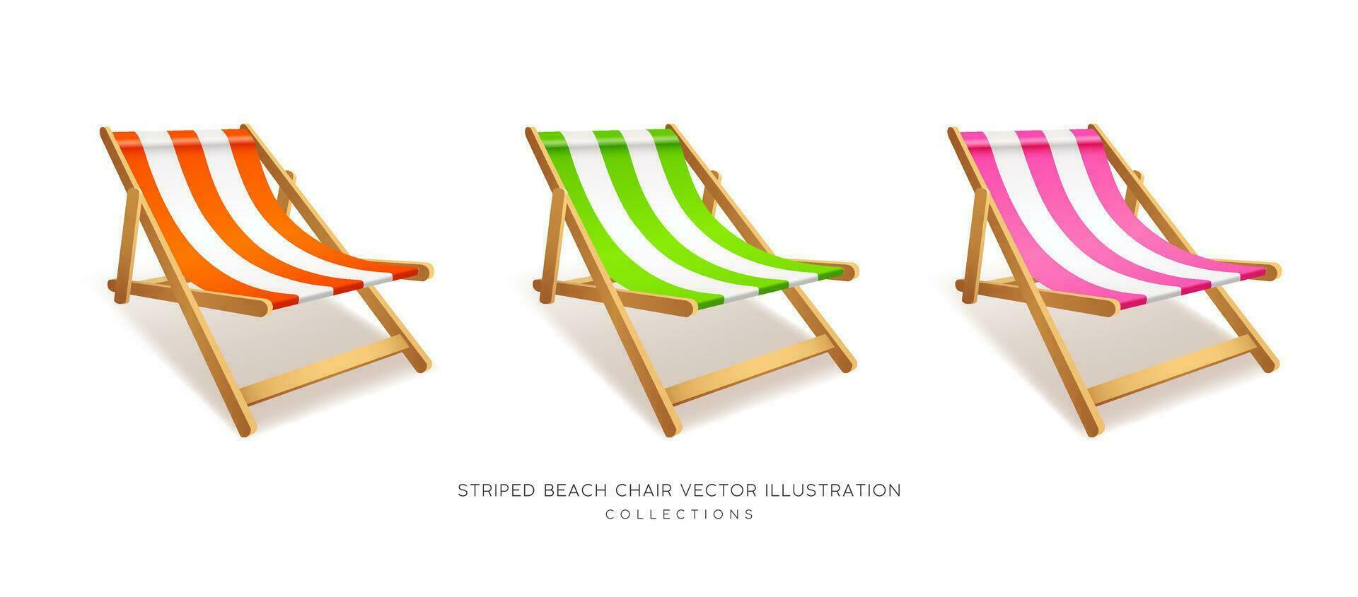 Striped beach chair colorful collections design isolated on white background. eps 10 vector illustration