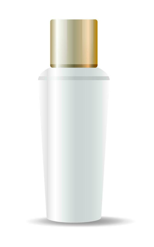 Bottles with spray, dispenser and dropper, cream jar, tube. Cosmetic package. vector