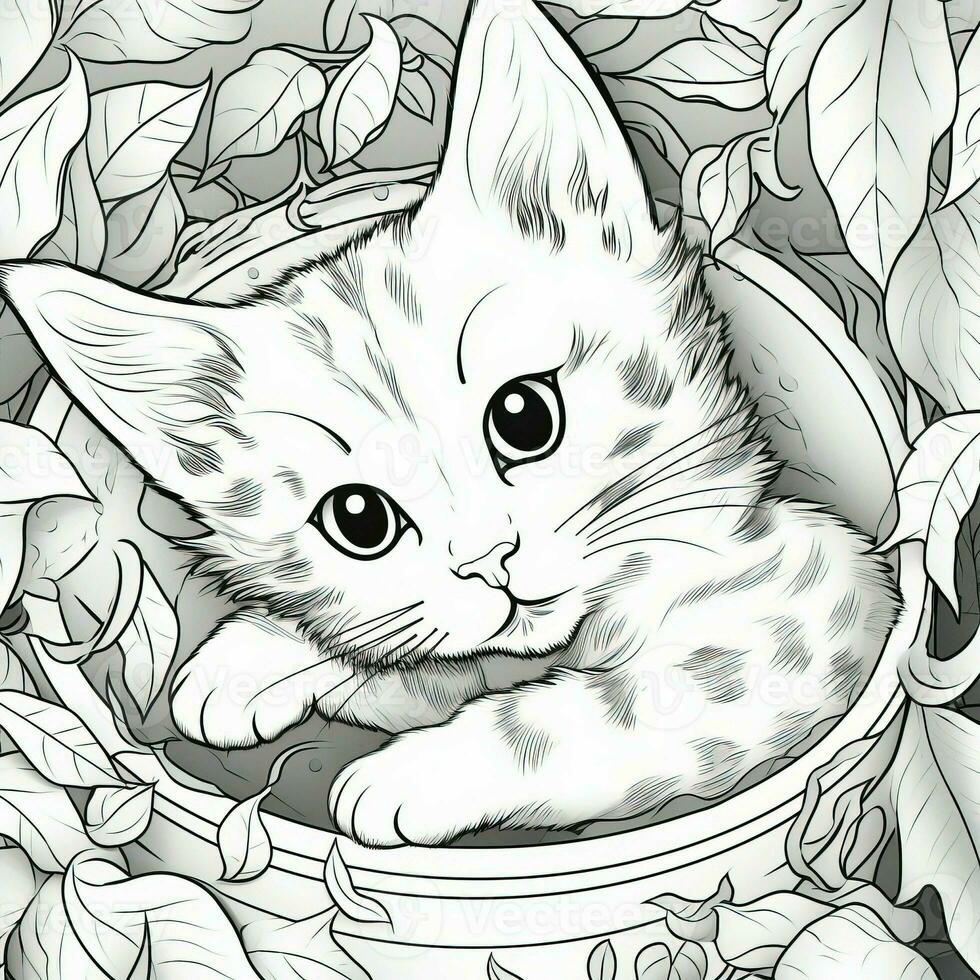 Cute Cat Coloring Pages For Kids photo