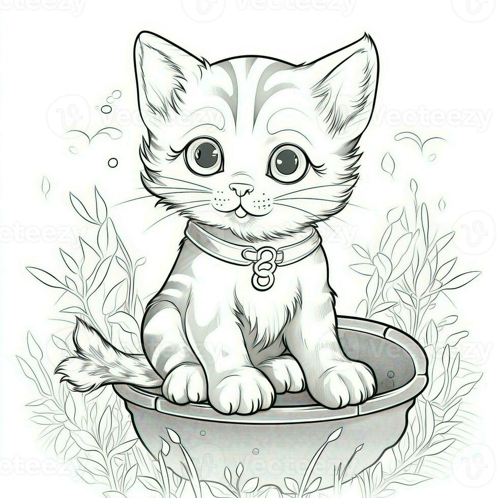 Cute Cat Coloring Pages For Kids photo