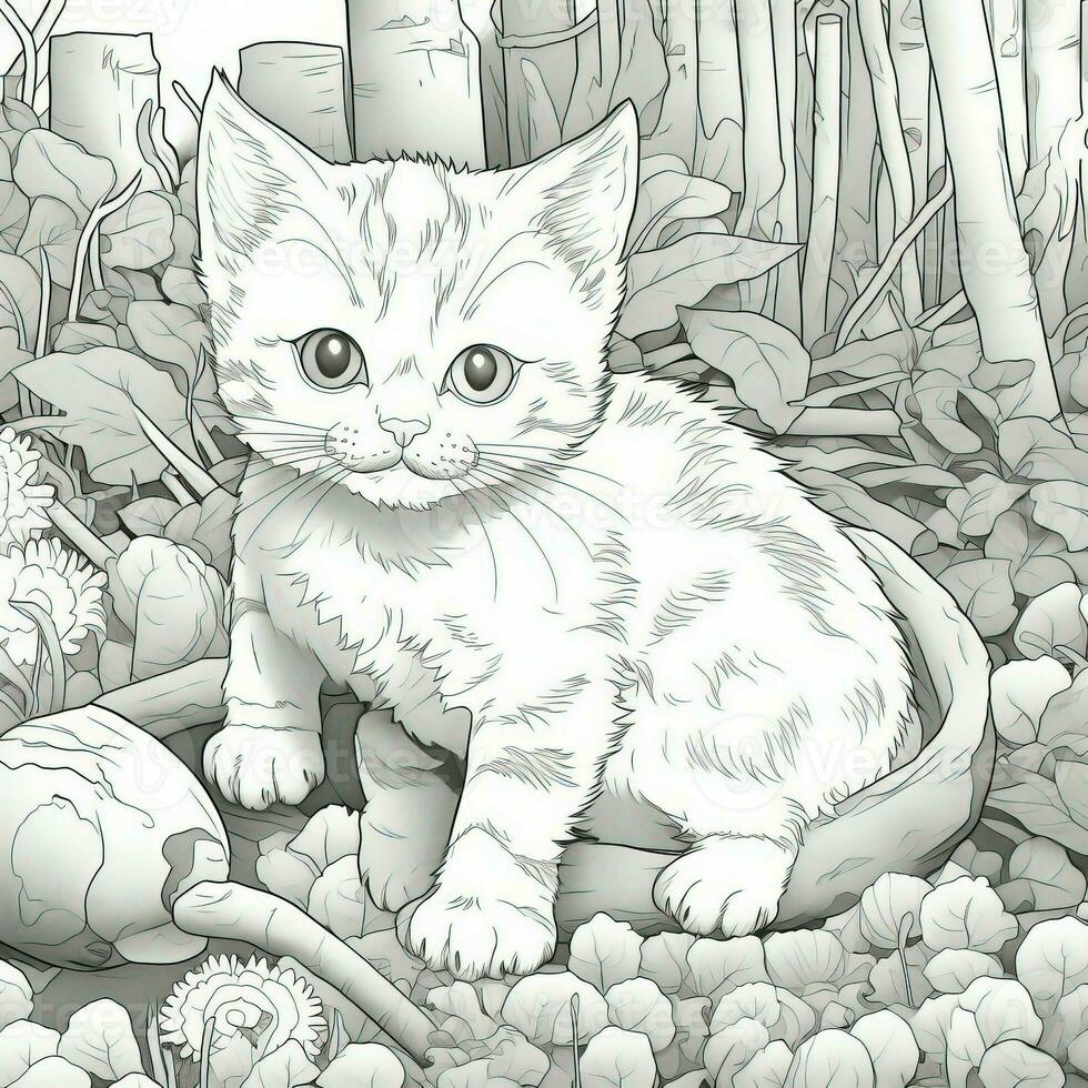 Cute Cat Coloring Pages For Kids photo