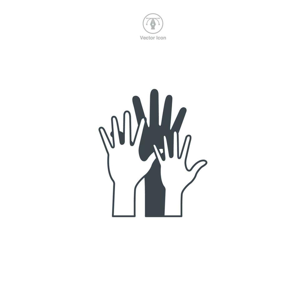 Multiple Hands Raised icon symbol vector illustration isolated on white background