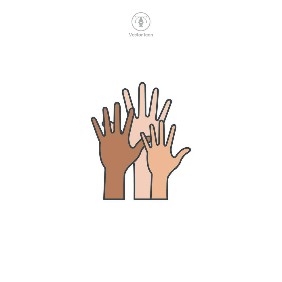 Multiple Hands Raised icon symbol vector illustration isolated on white background