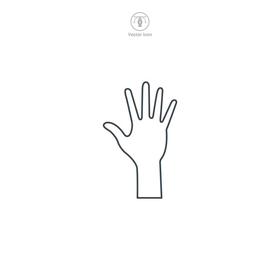 mano elevado icono símbolo vector ilustración aislado en blanco antecedentes