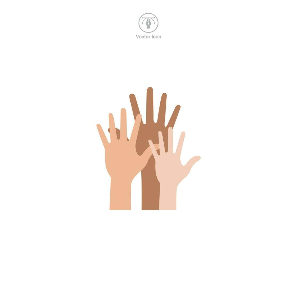 Multiple Hands Raised icon symbol vector illustration isolated on white background