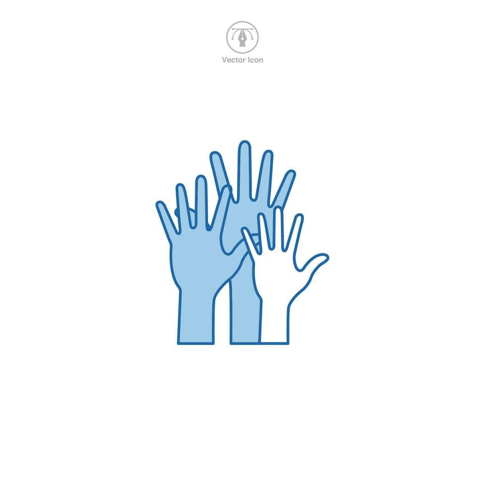 múltiple manos elevado icono símbolo vector ilustración aislado en blanco antecedentes