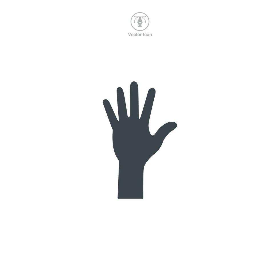 mano elevado icono símbolo vector ilustración aislado en blanco antecedentes