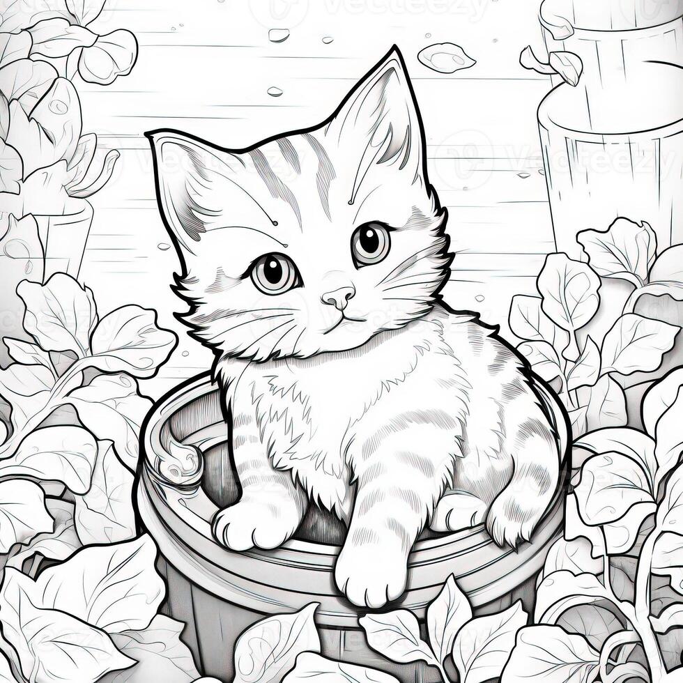 Cute Cat Coloring Pages For Kids photo