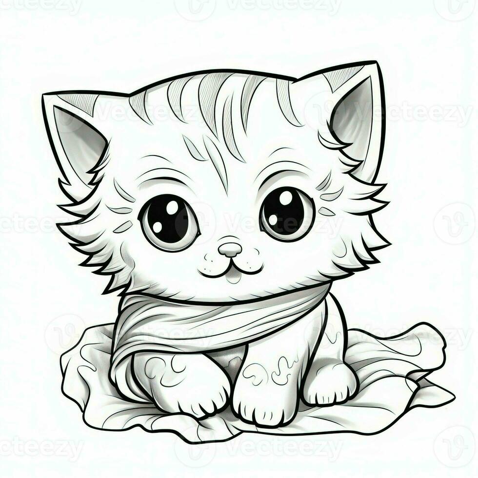 Cute Cat Coloring Pages For Kids photo