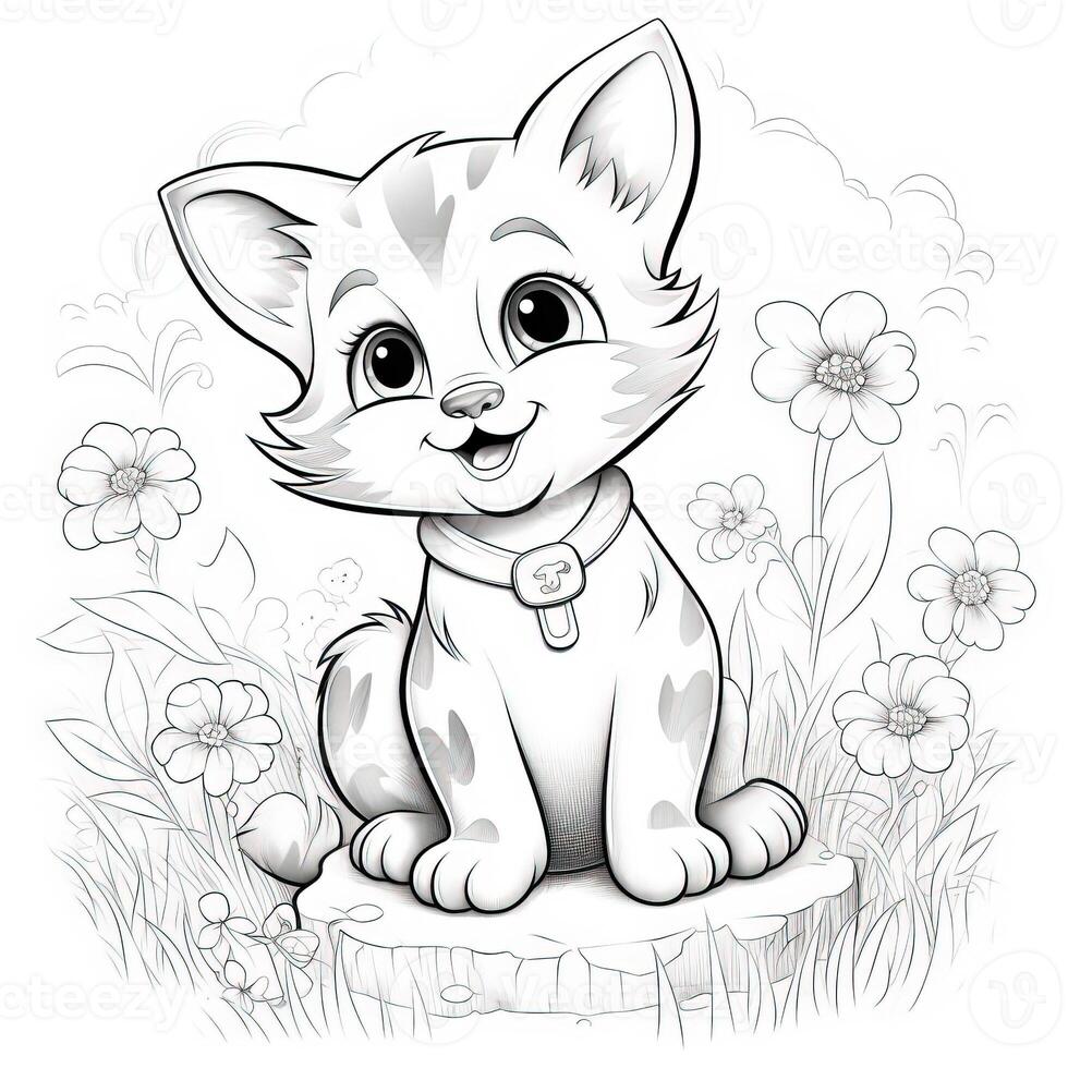 Cute Cat Coloring Pages For Kids photo