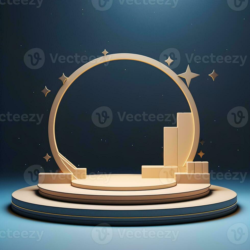Beautiful 3d Empty podium mockup, Realistic podium render for product ,Generative AI photo