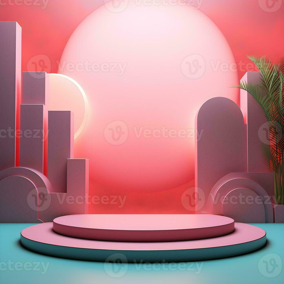 Beautiful 3d Empty podium mockup, Realistic podium render for product ,Generative AI photo