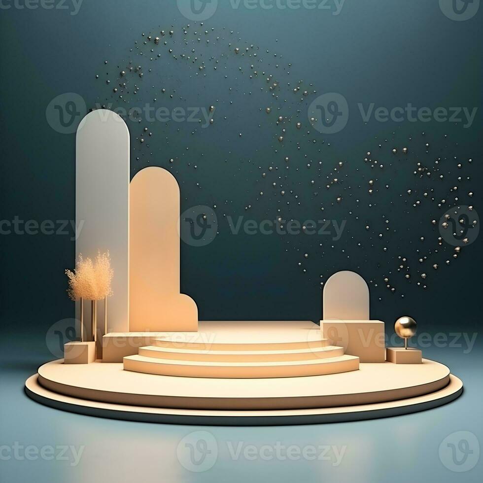 Beautiful 3d Empty podium mockup, Realistic podium render for product ,Generative AI photo