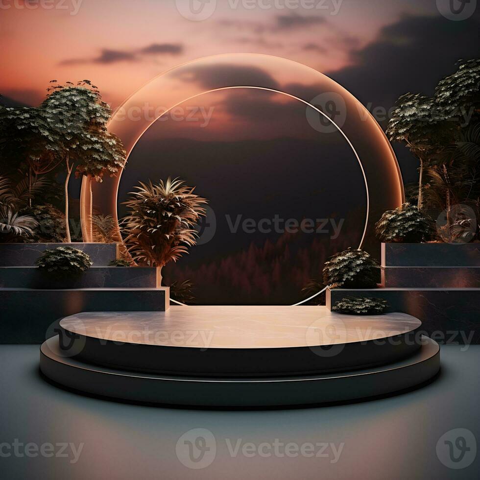 Beautiful 3d Empty podium mockup, Realistic podium render for product ,Generative AI photo