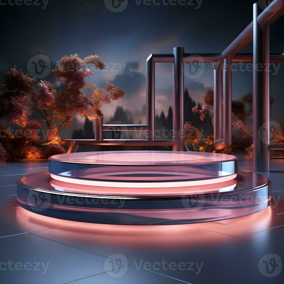Beautiful 3d Empty podium mockup, Realistic podium render for product ,Generative AI photo