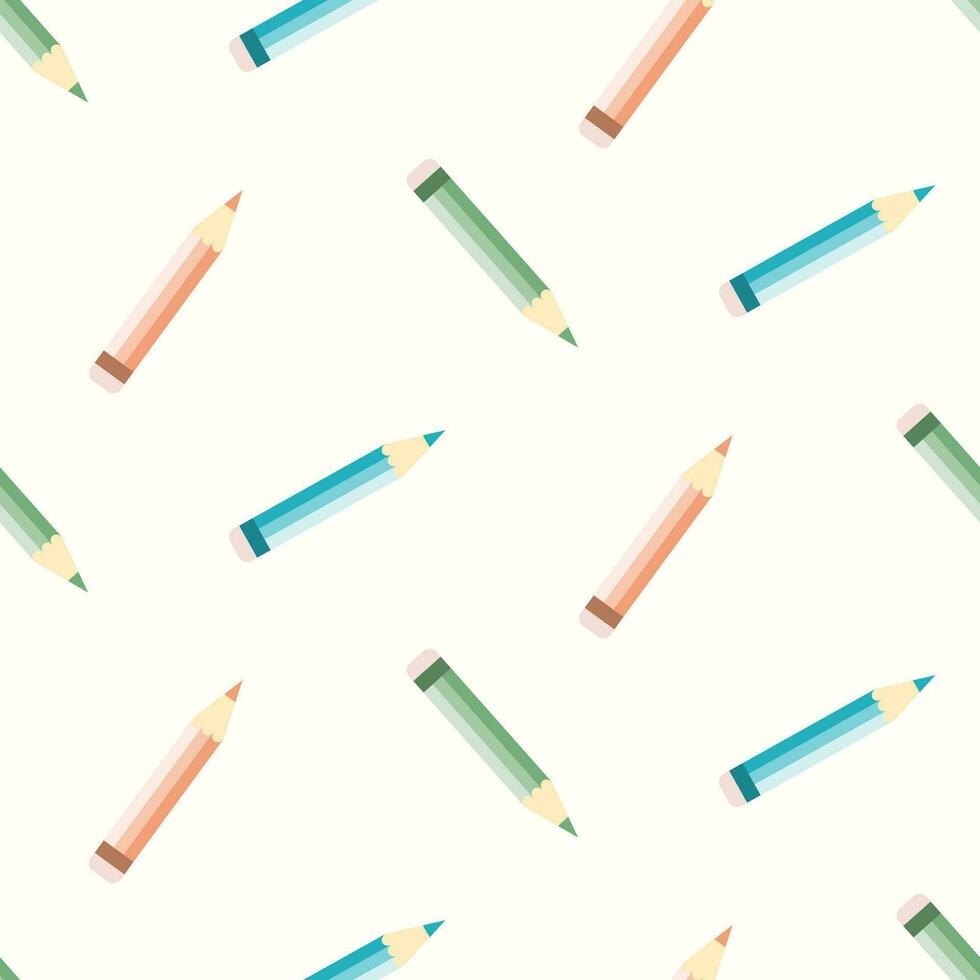 Seamless pattern of hand drawn school colour pencils on isolated background. Art education design for back to school prints, scrapbooking, textile, home and nursery decor, paper crafts. vector