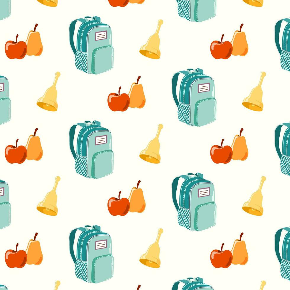 Seamless hand drawn back to school pattern on isolated background. Education design for back to school prints, scrapbooking, textile, home and nursery decor, paper crafts. vector