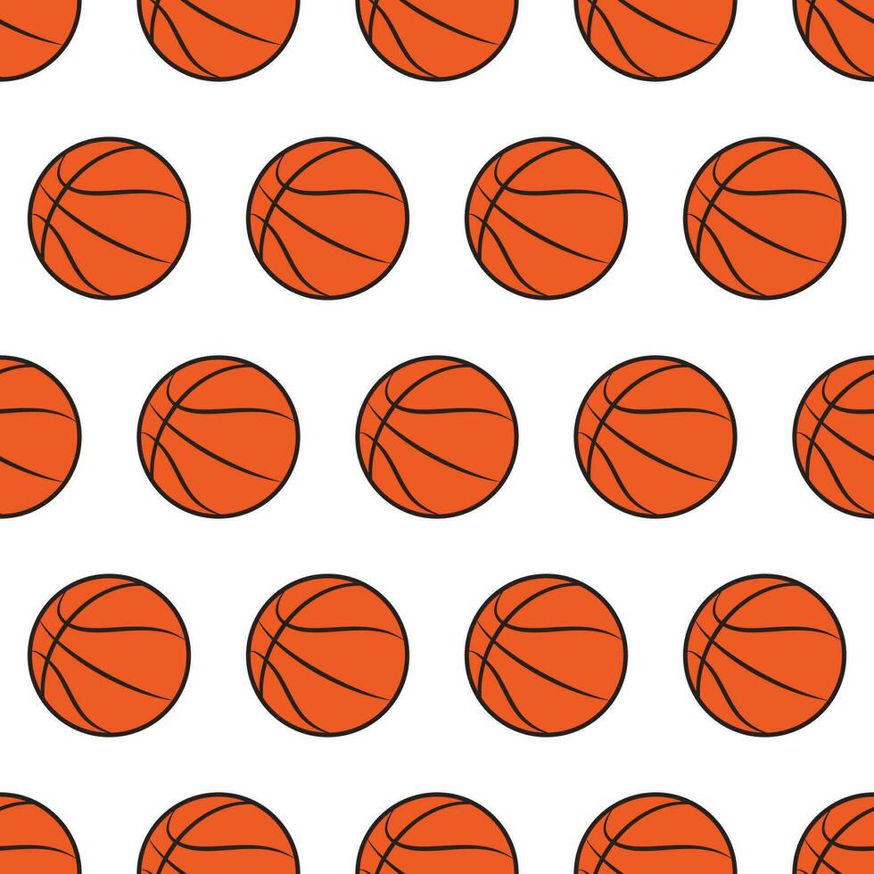 sin costura modelo de mano dibujado pelotas de baloncesto en aislado antecedentes. diseño para espalda a colegio imprimir, álbum de recortes, textil, hogar y guardería decoración, papel artesanía. vector