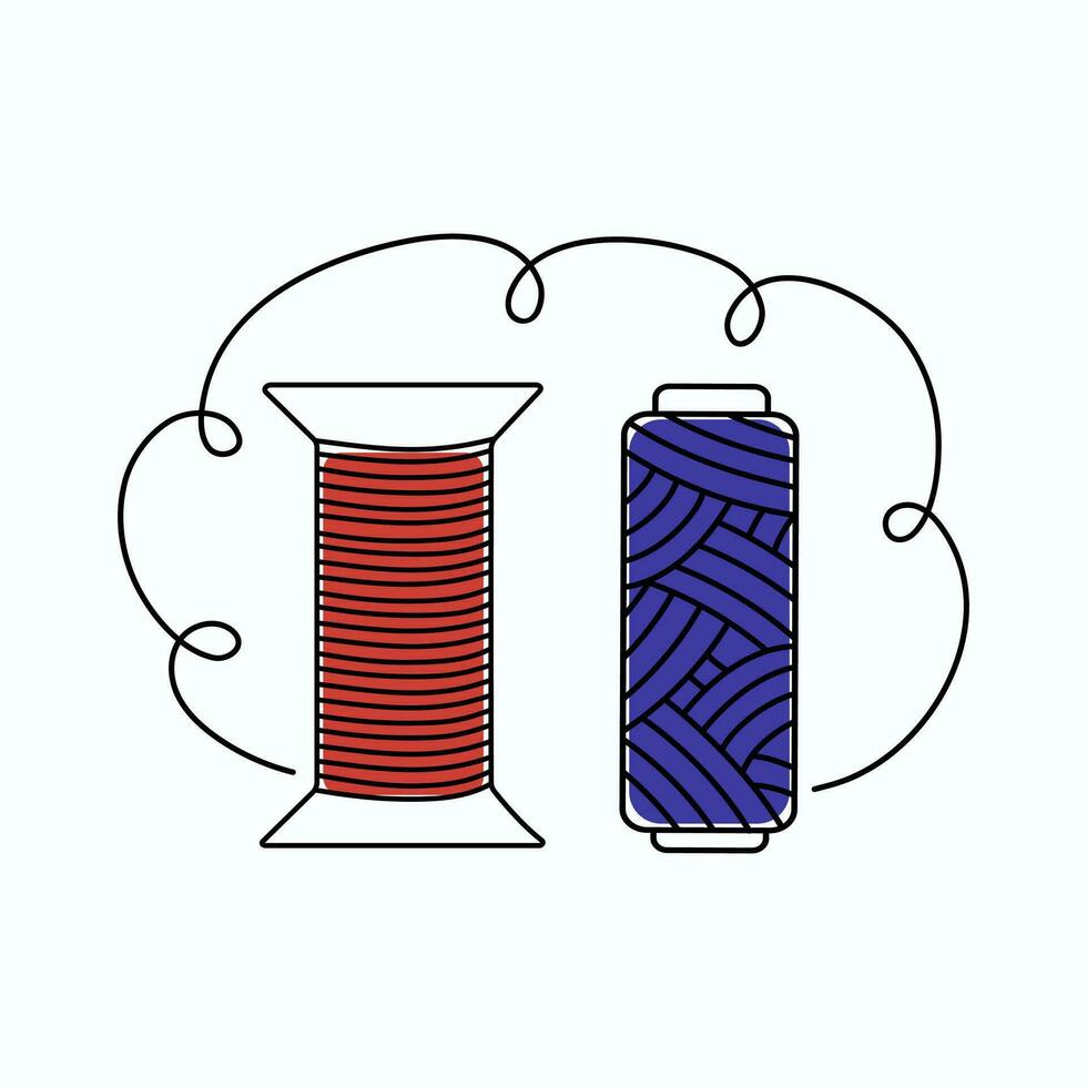 Handmade.  Spools of thread. Vector illustration, white background, isolated.
