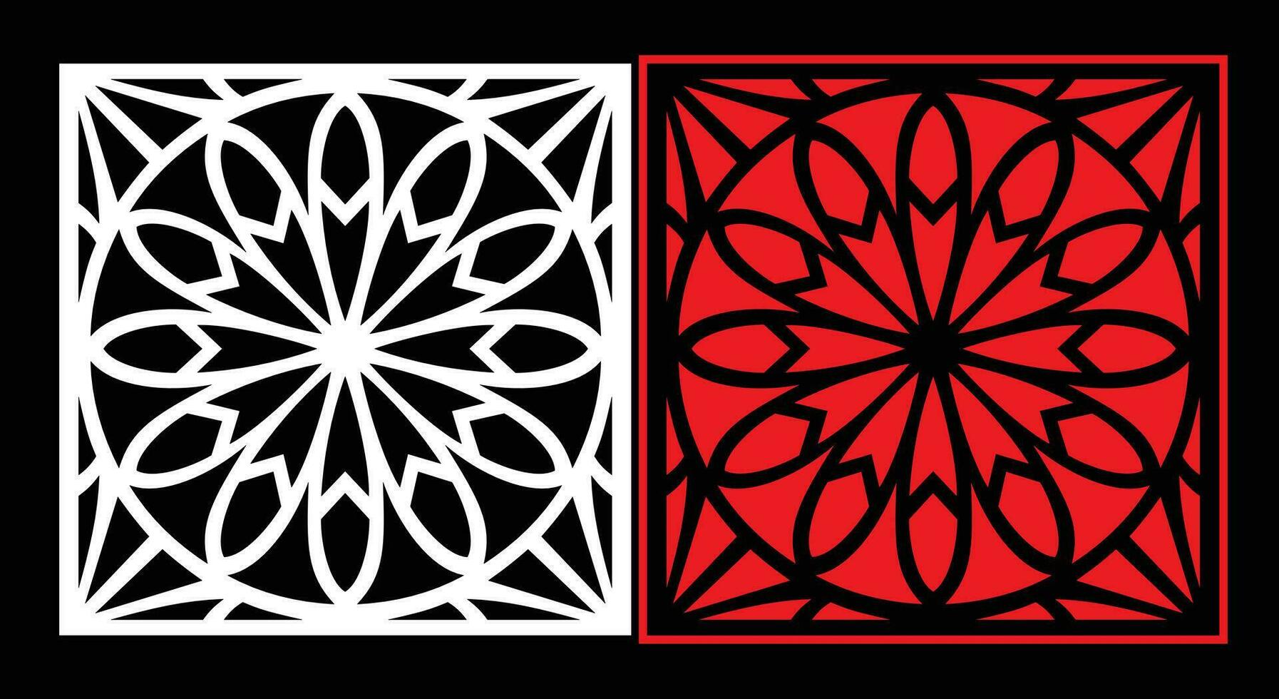 Decorative wall panels set Jali design CNC pattern, laser cutting pattern, router CNCcutting. vector