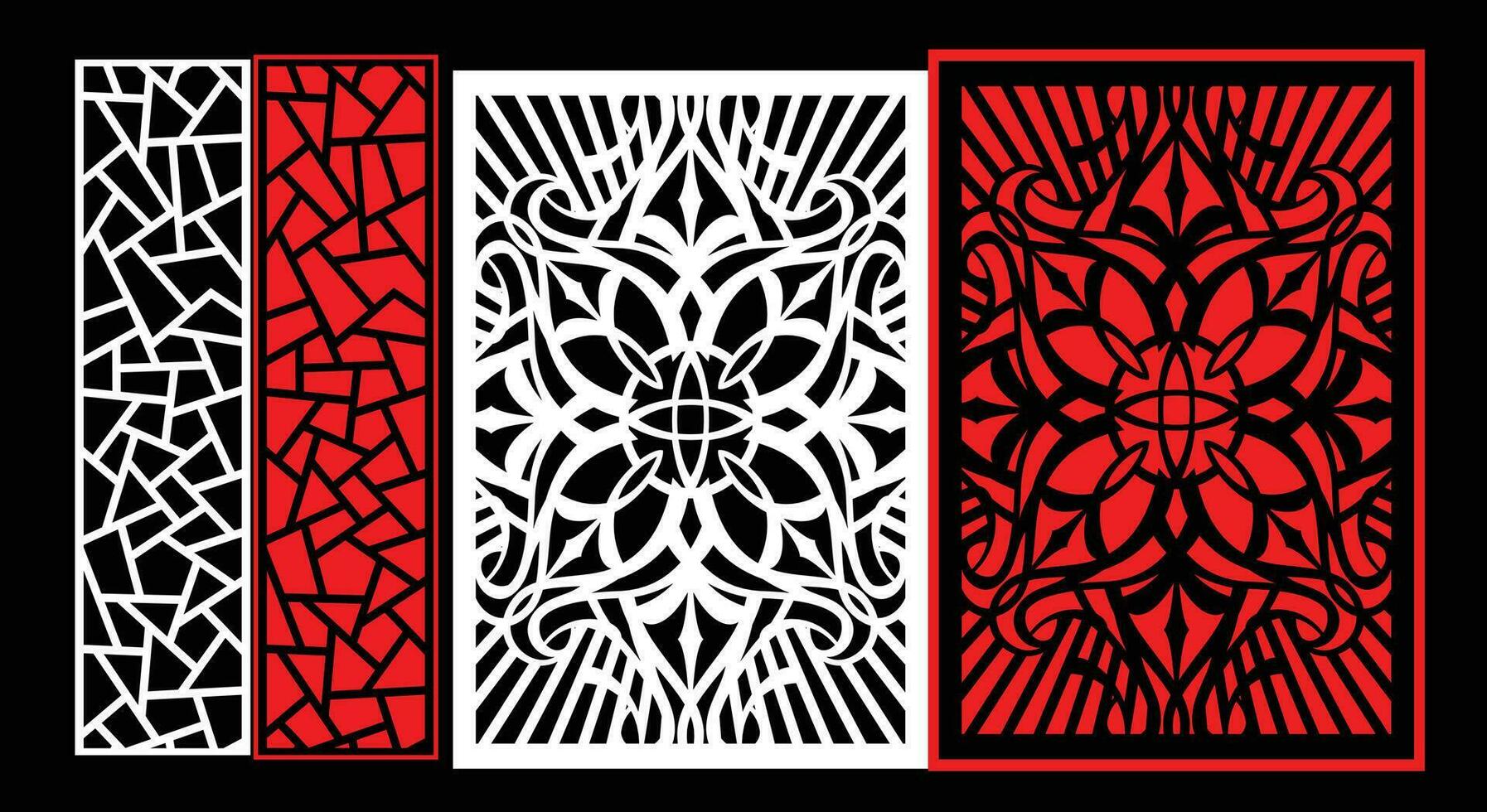 decorativo pared paneles conjunto jali diseño cnc patrón, láser corte patrón, enrutador corte. vector