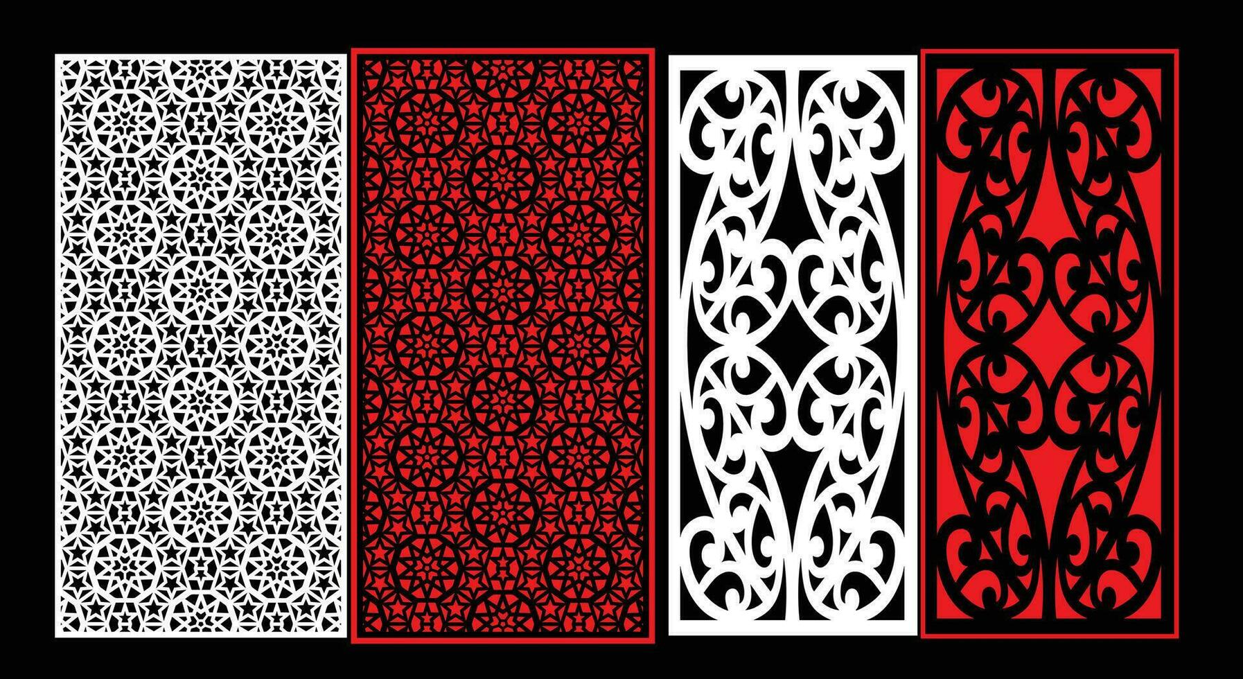 decorativo pared paneles conjunto jali diseño cnc patrón, láser corte patrón, enrutador corte. vector