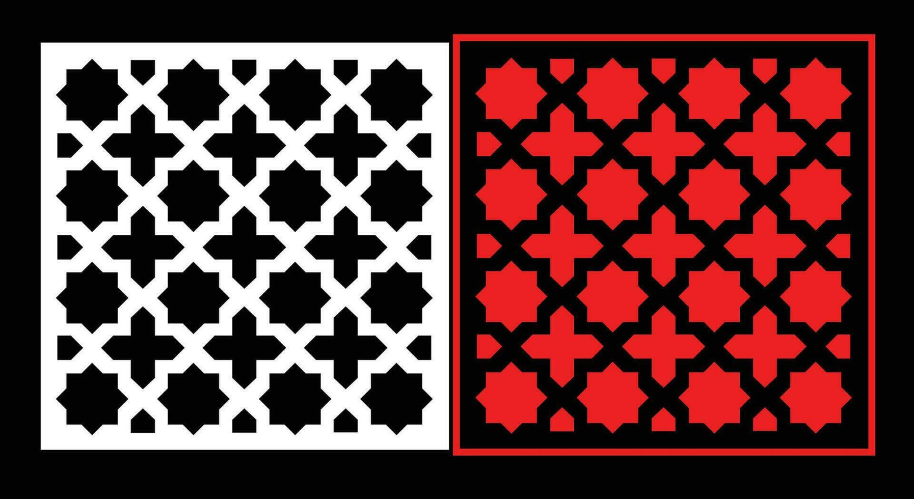 Decorative wall panels set Jali design CNC pattern, laser cutting pattern, router CNCcutting. vector