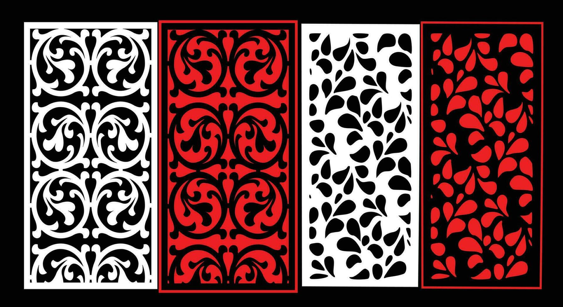 decorativo pared paneles conjunto jali diseño cnc patrón, láser corte patrón, enrutador corte. vector