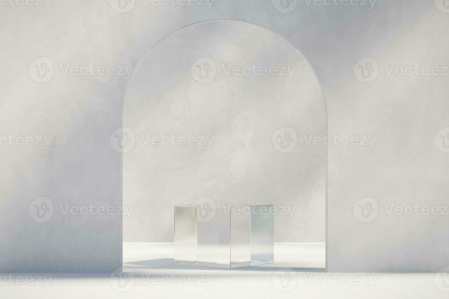 Abstract Minimal Modern White Podium Platform For Product Display Showcase 3D Rendering photo