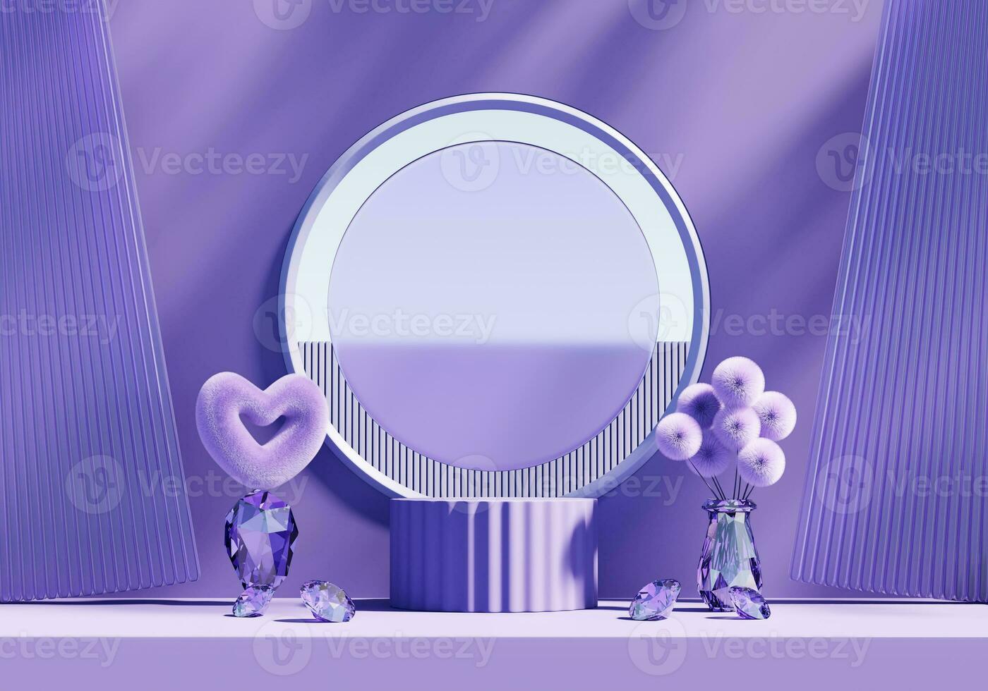 Abstract Exotic Minimal Modern Podium Platform For Product Display Showcase Presentation Advertising With Decorations 3D Rendering photo
