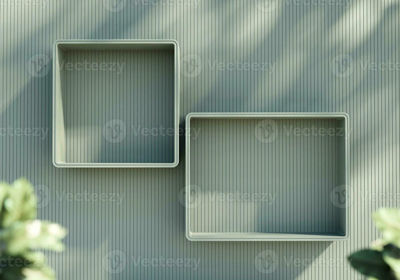 Abstract green shelf showcase for product display 3d rendering background photo