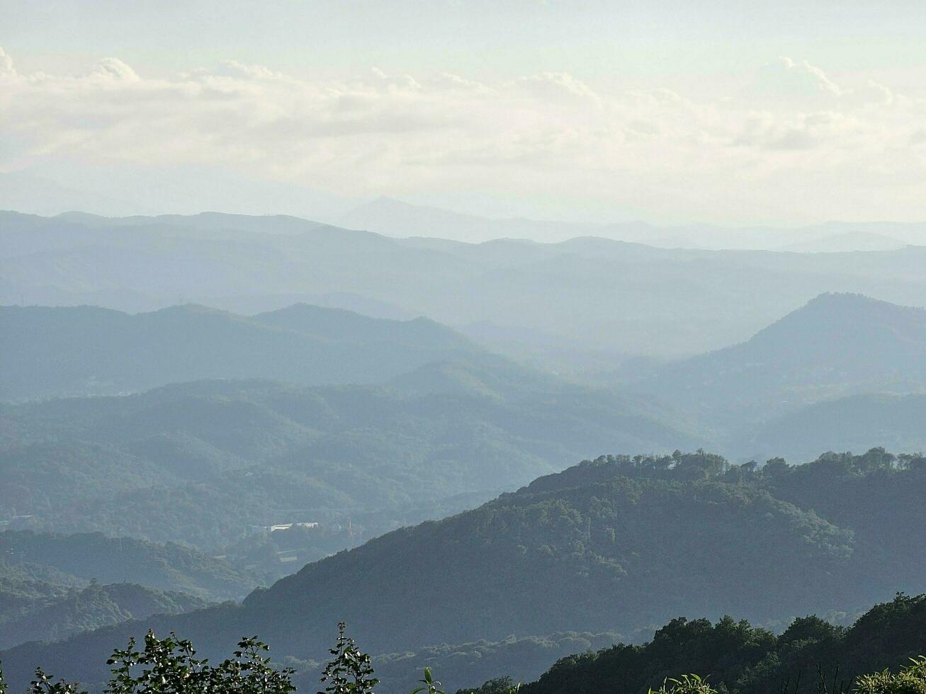 the beautiful panorama from the adelasia fortress, in the adelasia forest park in ferrania in the valbormida in liguria in the hot summer season of 2023 photo