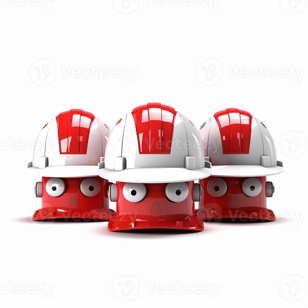 3d helmet character white isolated background, labor day concept, photo