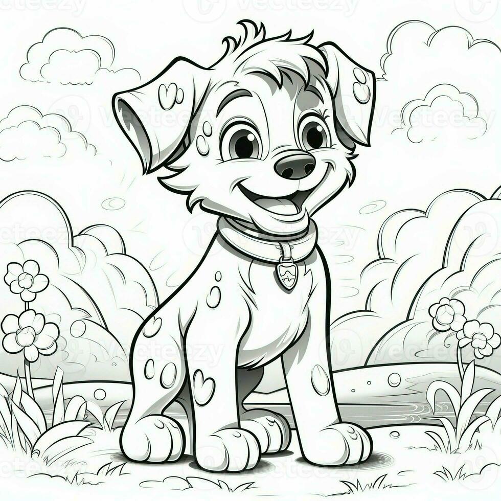 Cute Dog Puppy Coloring Pages photo