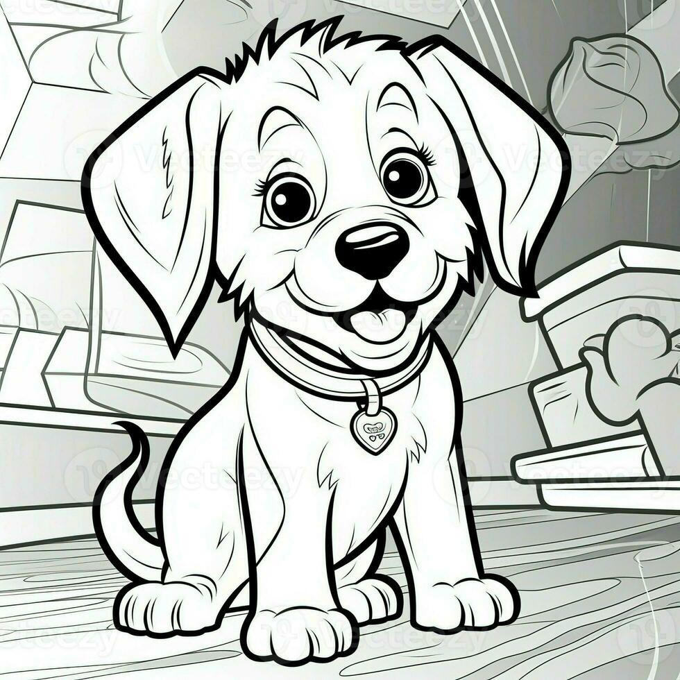 Cute Dog Puppy Coloring Pages photo