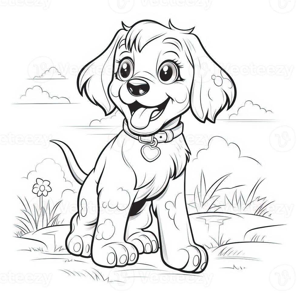 Cute Dog Puppy Coloring Pages 26713067 Stock Photo at Vecteezy