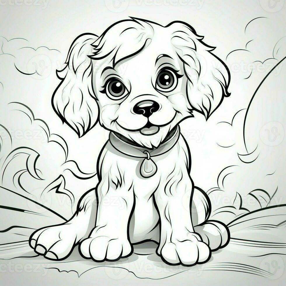 Cute Dog Puppy Coloring Pages photo